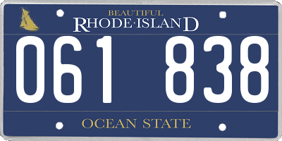 RI license plate 061838