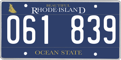 RI license plate 061839