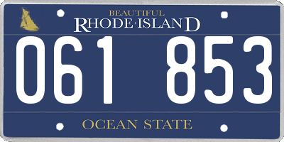 RI license plate 061853