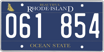 RI license plate 061854