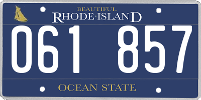 RI license plate 061857