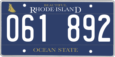 RI license plate 061892