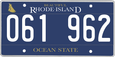 RI license plate 061962