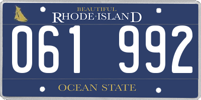 RI license plate 061992