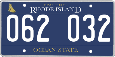 RI license plate 062032