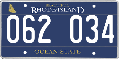 RI license plate 062034