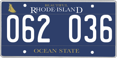 RI license plate 062036