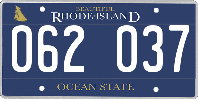 RI license plate 062037