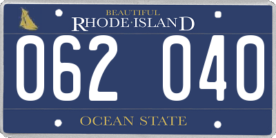 RI license plate 062040