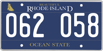 RI license plate 062058