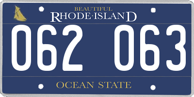 RI license plate 062063