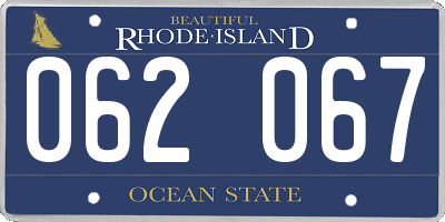 RI license plate 062067