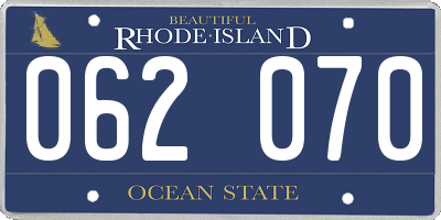 RI license plate 062070