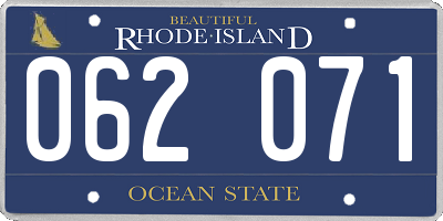 RI license plate 062071
