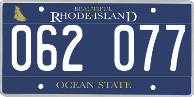 RI license plate 062077