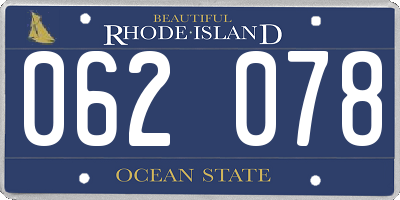 RI license plate 062078