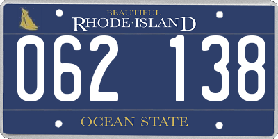 RI license plate 062138