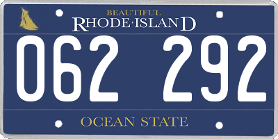 RI license plate 062292