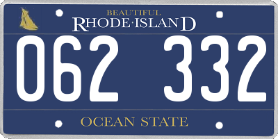 RI license plate 062332