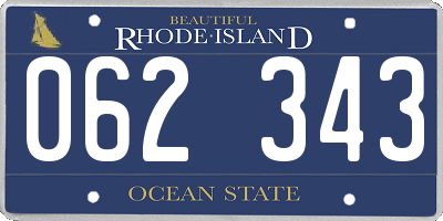 RI license plate 062343