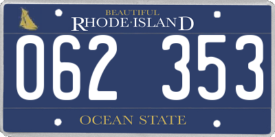 RI license plate 062353