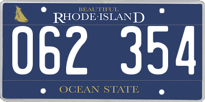 RI license plate 062354