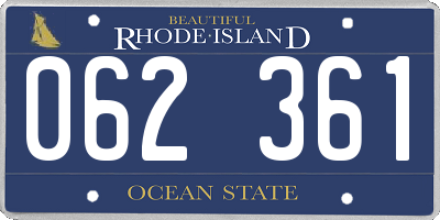 RI license plate 062361