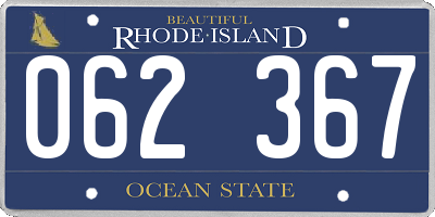 RI license plate 062367