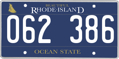 RI license plate 062386
