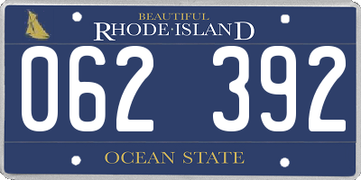 RI license plate 062392