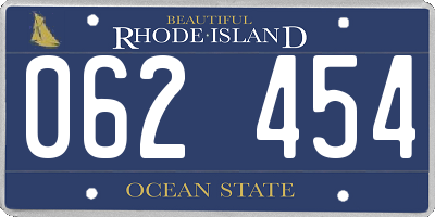 RI license plate 062454