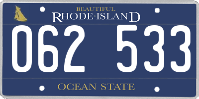 RI license plate 062533