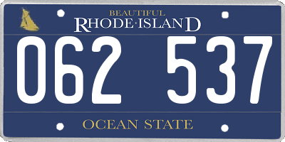 RI license plate 062537
