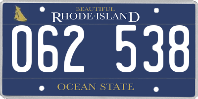 RI license plate 062538