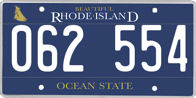 RI license plate 062554