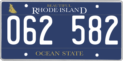 RI license plate 062582