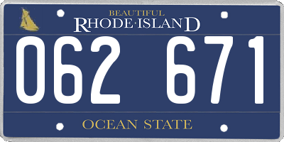 RI license plate 062671