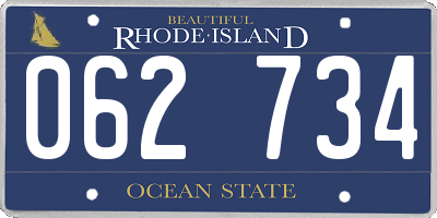 RI license plate 062734