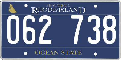 RI license plate 062738