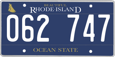 RI license plate 062747