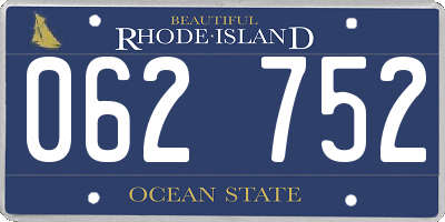 RI license plate 062752