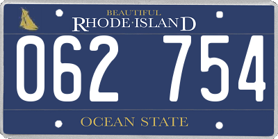 RI license plate 062754