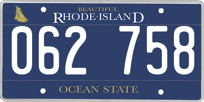 RI license plate 062758