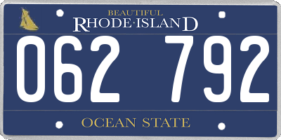RI license plate 062792