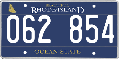 RI license plate 062854