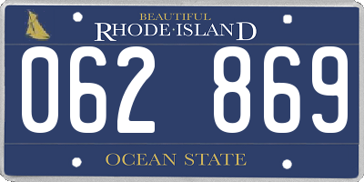 RI license plate 062869