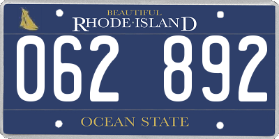 RI license plate 062892