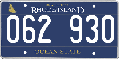 RI license plate 062930