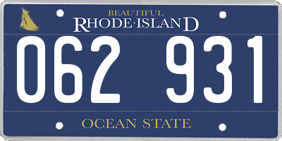 RI license plate 062931