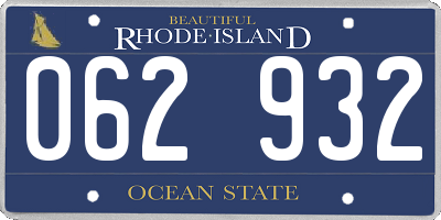 RI license plate 062932